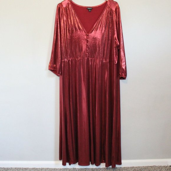 Torrid Red Liquid Knit Tea Length Dress H11455 - Picture 2 of 12